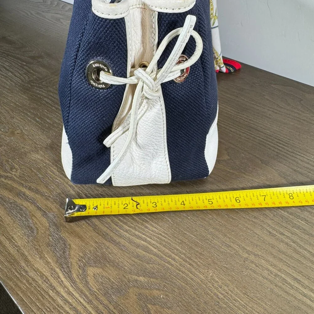 Kate Spade New York Navy Canvas & White Leather Trim Tote/Satche - Picture 8 of 9